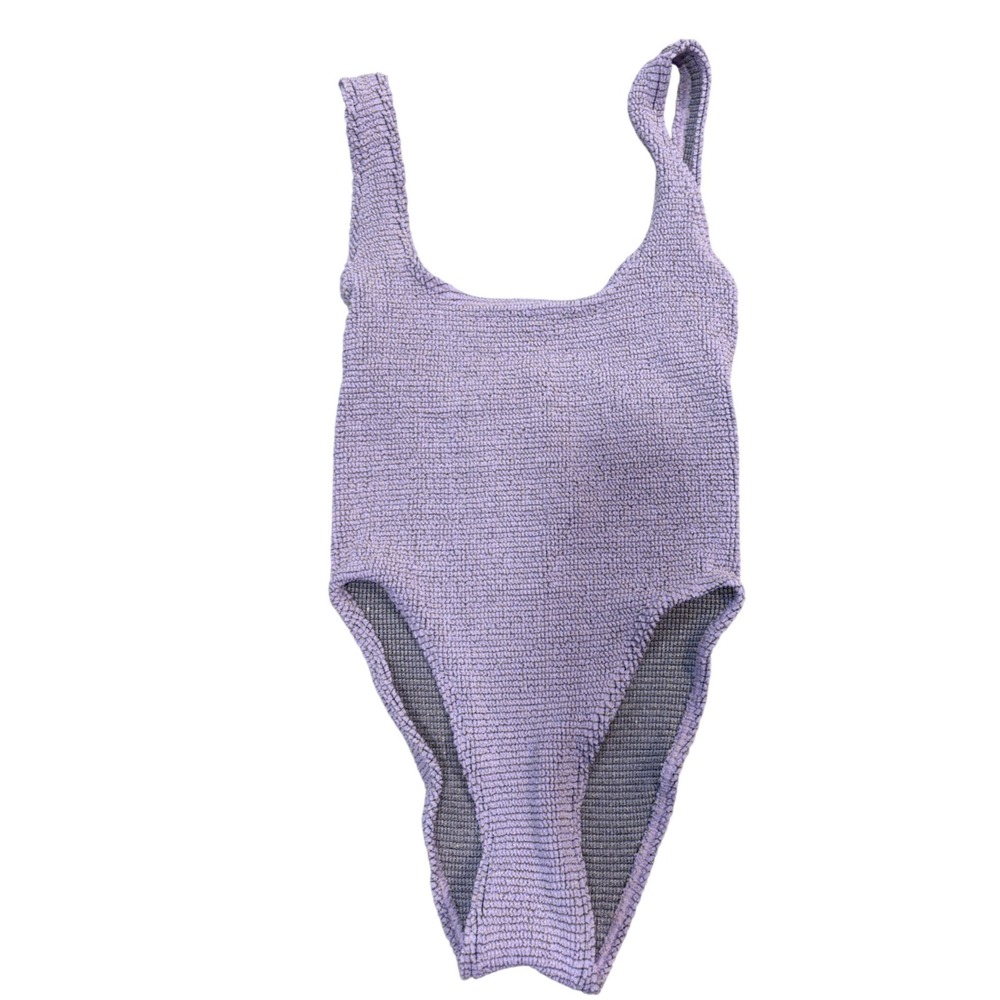 NWT Bond-Eye Australia Lavender Lurex Crinkle One Piece Swimsuit O/S